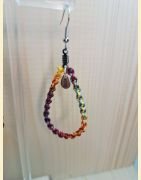 Boucles d'oreilles Gouttes en macramé arc-en-ciel vif