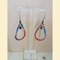 Boucles d'oreilles Gouttes en macramé fleurs du soir