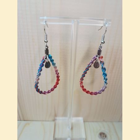 Boucles d'oreilles Gouttes en macramé fleurs du soir