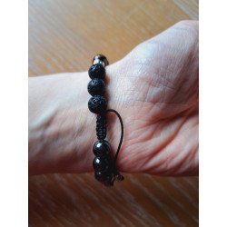 Bracelet en hématite, pierre de lave et œil de tigre