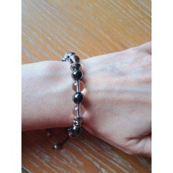 Bracelet en hématite et cristal de roche