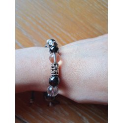 Bracelet en hématite et cristal de roche