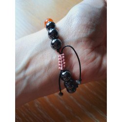 Bracelet en hématite, pierre de soleil et cornaline