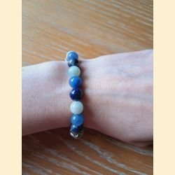 Bracelet en sodalite, aigue marine, aventurine bleu et lapis lazuli