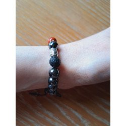 Bracelet en hématite, jaspe rouge, pierre de lave et œil de tigre