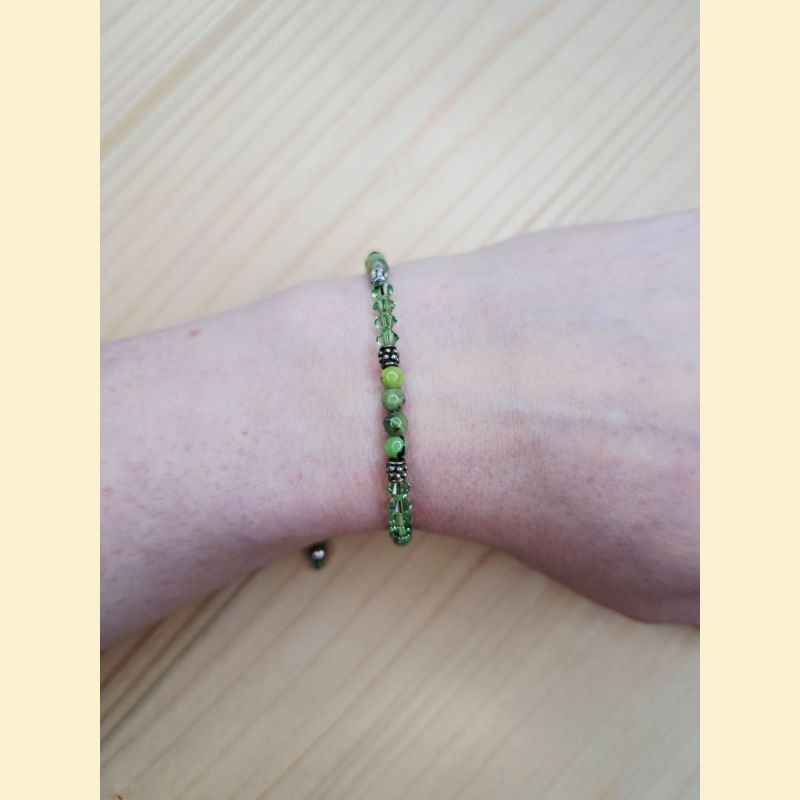 Bracelet "minéral et cristal" chrysoprase