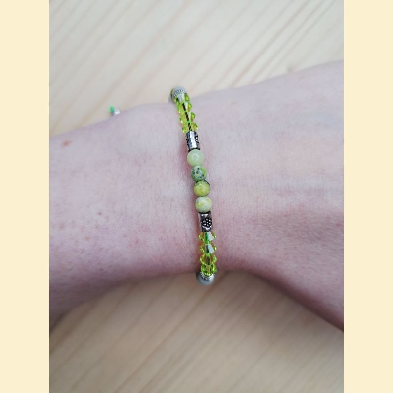 Bracelet "minéral et cristal" chrysoprase