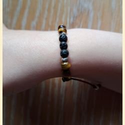 Bracelet en pierre de lave et œil de tigre