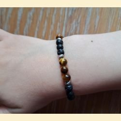 Bracelet en pierre de lave et œil de tigre