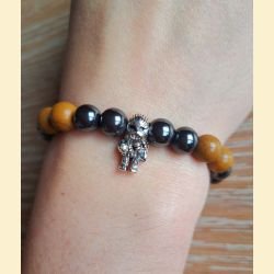 Bracelet Star Wars en hématite et bois fossile